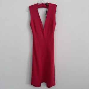 Guess Jules Backless Midi Dress Tango Red Women's Size L NWT Sexy Cocktail Party